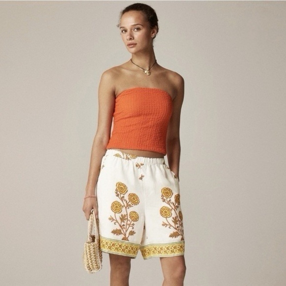 J.Crew 7" Stratus Short in Linen Women's XXS Floral Block Print NWT